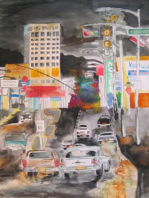 downtown san diego in watercolor